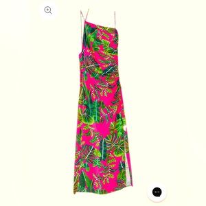 FARM RIO Pink Leaves Midi Dress Size S